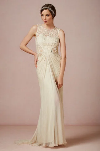 BHLDN TADASHI SHOJI LACE & CHIFFON GOWN - SIZE 16 Lace Fit-and-Flare