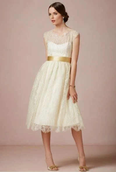 BHLDN Tea Length Queen Anne Lace Dress Lace Dress Flare